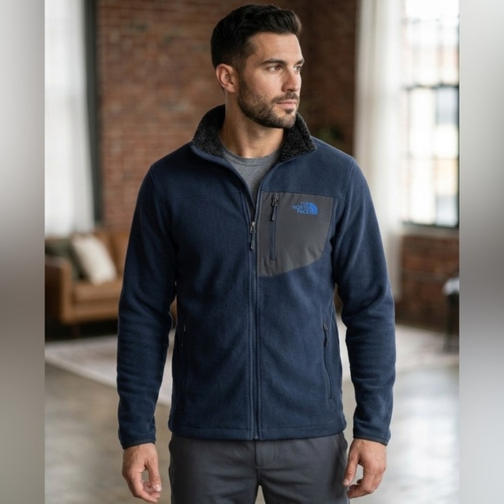 The North Face Chimborazo Navy Blue‎ Pile Lined Sherpa Fleece Jacket S Gorpcore